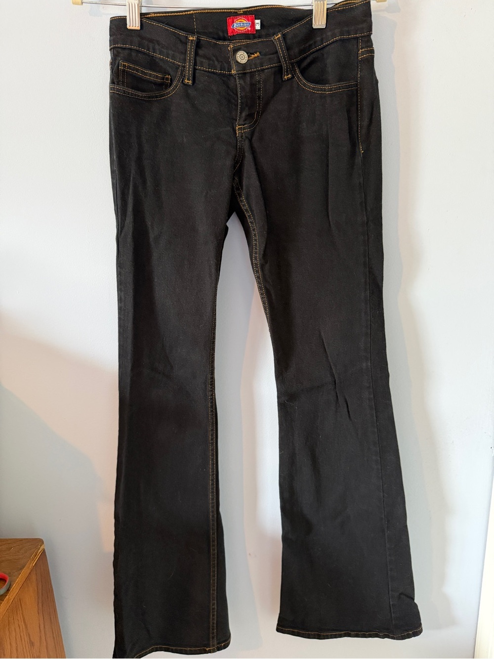 Dickies Black Flare Jeans with Contrast Stitching